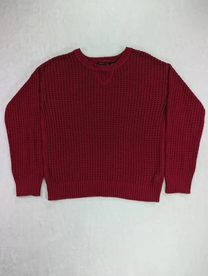 Suéter tejido pescador rojo oscuro Jeanne Pierre talla grande 100 % algodón Foto 1 de 4