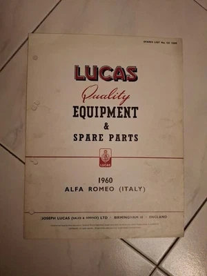 LUCAS QUALITY EQUIPMENT E SPARE PARTS  - 1960 ALFA ROMEO - Immagine 1 di 4