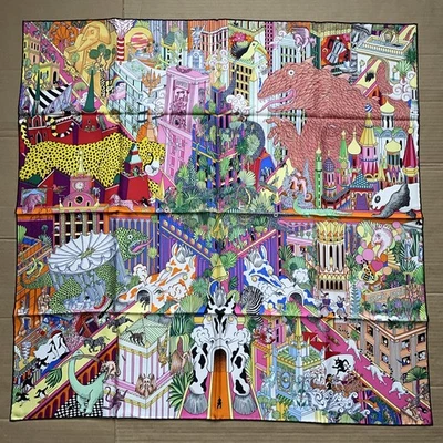 Como Nuevo Hermes Bufanda de Seda Animapolis Bufanda 90 cm 35" Foto 1 de 4