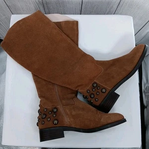 Cecelia New York Stiefel Damen 7 Nutella braun Neuzusatz Leder kniehoch Nieten - Bild 1 von 11