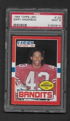 1985 TOPPS USFL #122 Gary Anderson Bandits PSA Mint 9 - Image 1 of 2