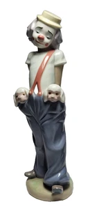 LLADRO "Little Pals" Glazed Porcelain Figurine #7600 Clown w/ Puppies in Pockets - Picture 1 of 5