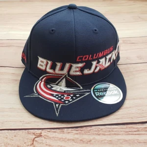 Columbus blaue Jacken Mütze Kappe nicht verstellbar Herren 6 7/8-7 1/4 großes Logo NHL Hockey Reebok - Bild 1 von 9
