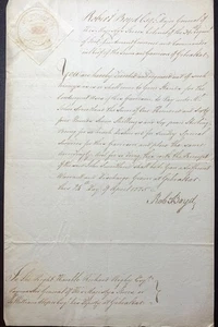 GIBRALTAR. Robert Boyd, Gouverneur, 1775 Haftbefehl - Bild 1 von 1