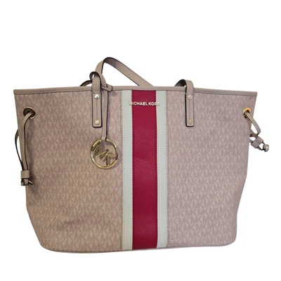 Michael Kors Jet Travel Large Tote Bag Three QTR Pink Red - Image 1 of 4