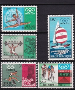 Belgium 1968 Mexico City Olympics, MLH set of 5, sc#B824-B827 - Picture 1 of 1