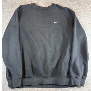 Nike Sudadera Para Hombres Grande Negra Swoosh Cuello Redondo Minimalista Atlética Ropa Deportiva - Imagen 1 de 5