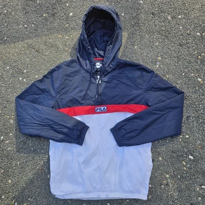 Fila Full Zip Windbreaker Jacket Lite Mens Large White Blue Red 90s Style - Image 1 of 4