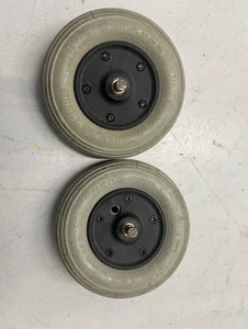 2 Used Mertis Wheelchair Scooter Front Wheels and Tires -Cheng Shin 200 x 50 - Picture 1 of 3