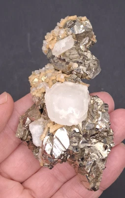 TOP Große Dolomit Kristalle, Pyrit, Siderit, Baryt, andere, 178g Trepca, 9x5cm - Bild 1 von 4