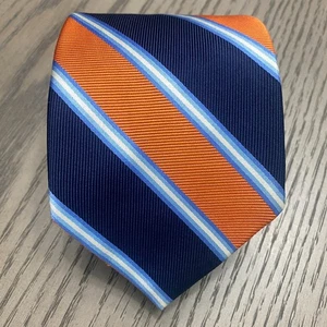 Brooks Brothers 346 Repp gestreifte Krawatte blau orange reine Seide Krawatte Made in USA - Bild 1 von 7