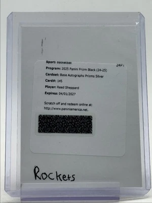 REED SHEPPARD 2024-25 PANINI PRIZM BLACK ROOKIE SILVER RC AUTO Q5465 - Image 1 of 2