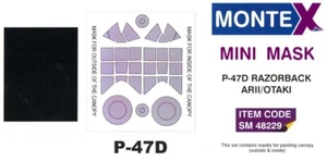 Montex 1/48 REPUBLIC P-47D RAZORBACK THUNDERBOLT CANOPY PAINT MASK Otaki & ARII - Bild 1 von 1