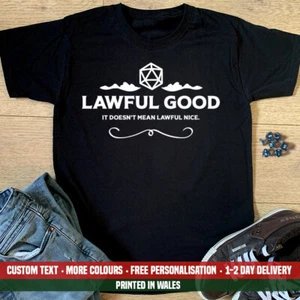 Maglietta Lawful Good Alignment Dungeons and Dragons D&D Fathers Day Gift DnD top - Foto 1 di 1