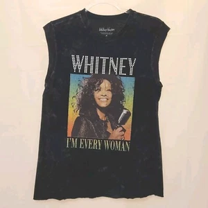 Whitney Houston Wmn's Black Graphic Muscle T Shirt Vintage Inspired Size Small - Picture 1 of 4