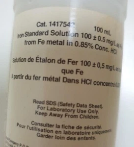 Hach Iron Soluzione Standard 100mg/L, 100mL 1417542 - Foto 1 di 2