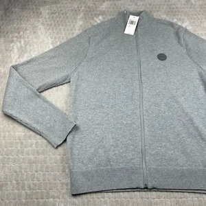 Michael Kors Heather Gray Zip Front Long Sleeve Cotton Sweater Men's Small L NWT - Picture 1 of 14