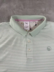 Arnold Palmer Shirt Mens XL Green White Striped Golf Polo Logo - Picture 1 of 10
