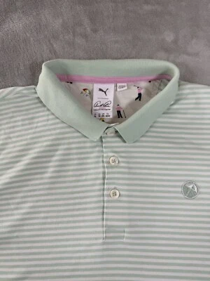 Camisa polo de golf Arnold Palmer para hombre XL verde blanco a rayas logotipo Foto 1 de 4