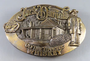 Vintage Jack Daniel's No. 7 Tennessee Whiskey BERGAMOT BRASS GÜRTELSCHNALLE 1989 Cabin - Bild 1 von 6