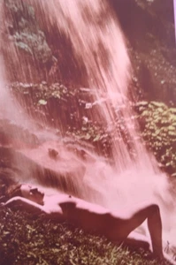 c1900s Art Nouveau Nude Risque Woman Waterfall Tinted RPPC Real Photo Postcard - Picture 1 of 3
