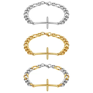 Men Women Stainless Steel Cross Christian Believe Faith Chain Bracelet Religious - Picture 1 of 16