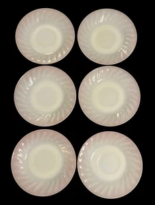 Set Of 6 Vintage Anchor Hocking Fire King Pink Swirl 5-7/8” Saucers - Picture 1 of 7
