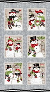 Chrismas Snowman Fabric 24" X44" Panel Snow Place Like Home Cotton Studio E - Picture 1 of 1
