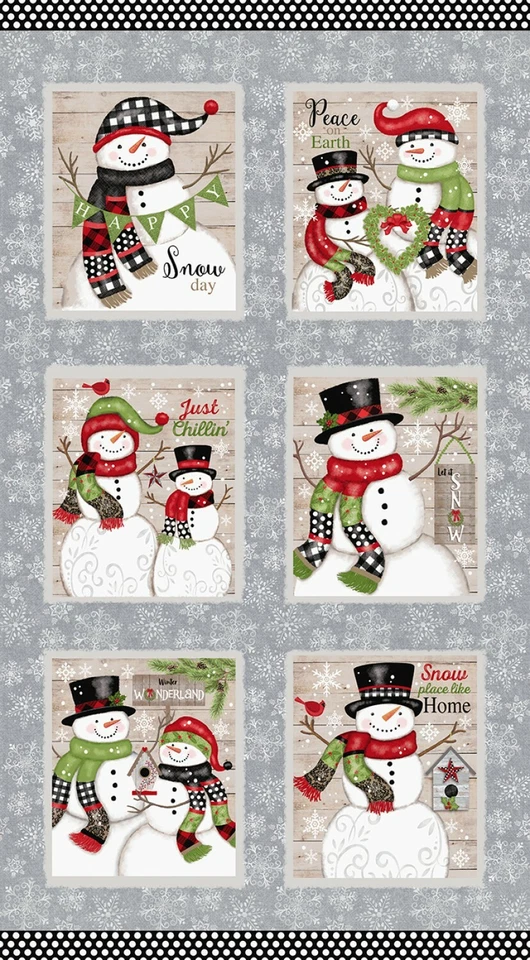 Chrismas Snowman Fabric 24" X44" Panel Snow Place Like Home Cotton Studio E - Image 1 of 1