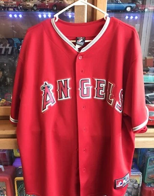 Majestic MIKE TROUT #27 Anaheim Angels Jersey Red. ( JB ) - Image 1 of 4