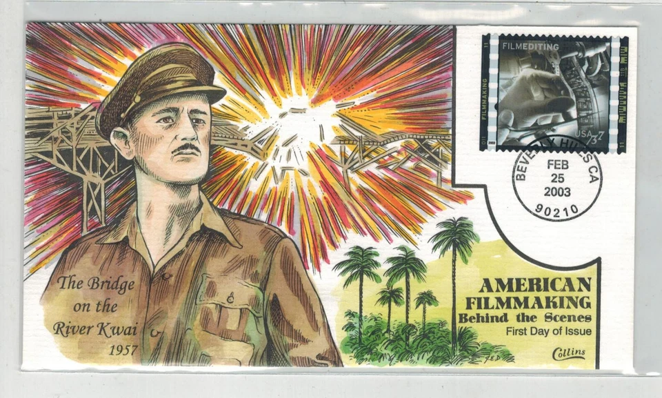 COLLINS HANDPAINTED FILM MAKING SCENES BRIDGE OVER RIVER KWAI WILLIAM HOLDEN - Image 1 of 1