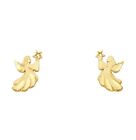 14k Yellow Gold Heavenly Guardian Angel Apparition Medium Stud Post Earrings