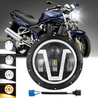 E-mark DOT 100W LED Headlight Black 7" Inch w/DRL Light for Motorbike Cafe Racer