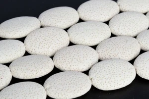 26x19MM White Volcanic Lava Flat Oval Grade AAA Natural Loose Beads 16" - Picture 1 of 3