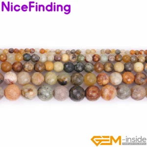 Cuentas sueltas redondas de jade Hua Show de nefrita facetada natural para hacer joyas de 15"" - Imagen 1 de 27