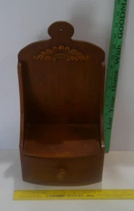 Vtg Wooden Wall Hanging Recipe Box Cabinet Farmhouse MCM Wood Decor - Picture 1 of 4