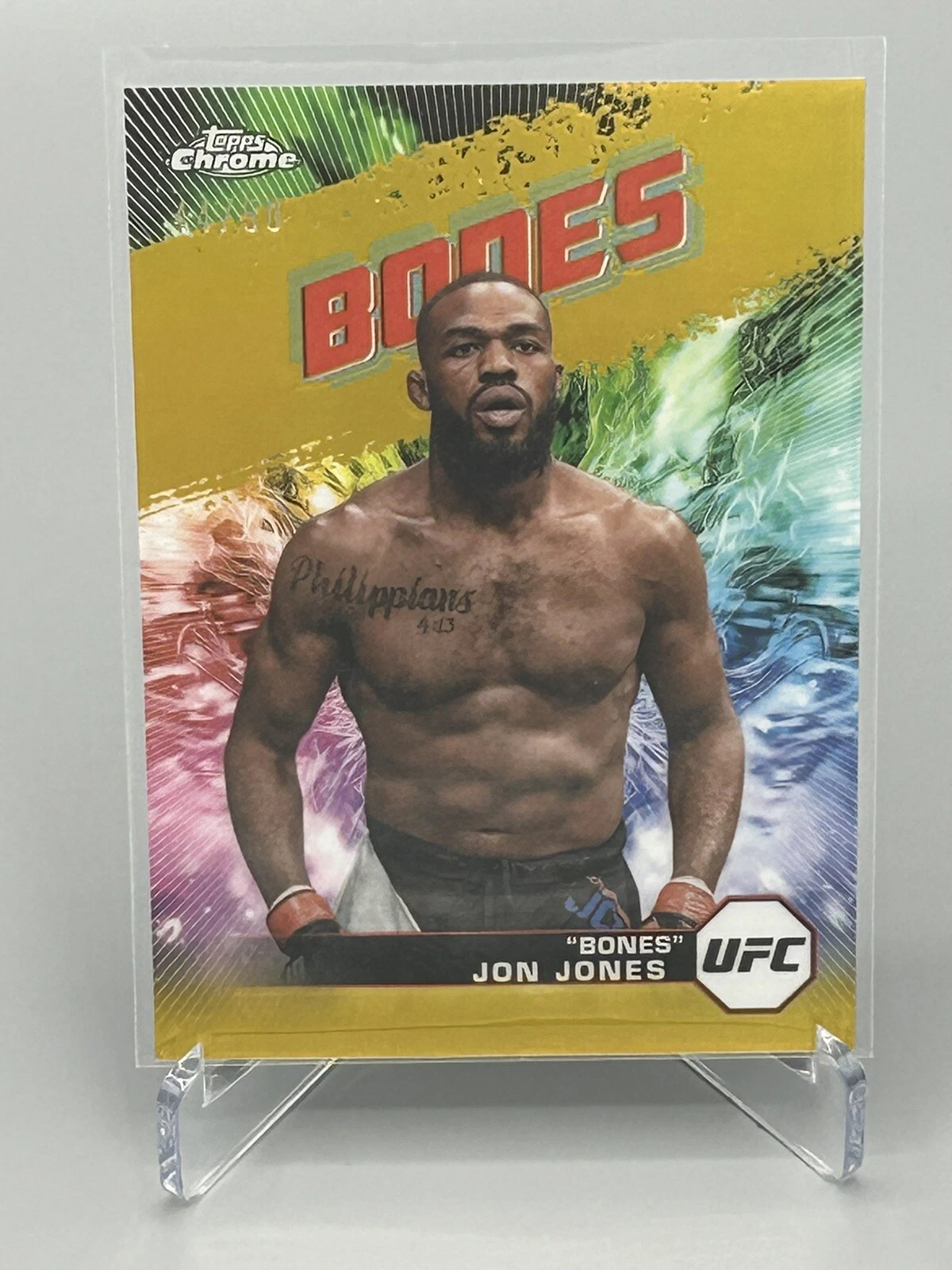 Jon Jones 2024 Topps Chrome UFC #AKA-11 AKA Gold Refractor Parallel /50
