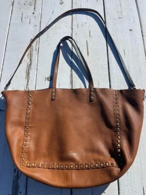 Valentino Garavani Studded Leather Reversible Shoulder Bag Navy Brown Used F/S - Image 1 of 4