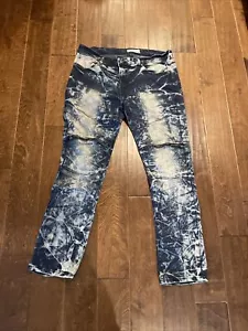 Jeans Cult Blu Uomo 36 Misura 36X33 Denim Gamba Dritta Cerniere Anticato CB7 - Foto 1 di 21
