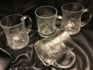 Glcoloc France Canterbury Clear Embossed Crocus Flowers Glass Mugs Set of 6 - Picture 1 of 10