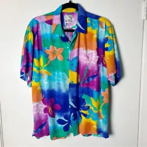 Jams World Women's Vintage Tissue Flower Colorful Print Button Down Shirt Sz. L - Picture 1 of 6