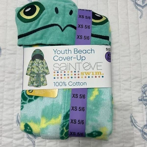 Saint Eve Youth Beach Hooded Coverup Robe Frog Green Size XS 5/6 NWT - Picture 1 of 2
