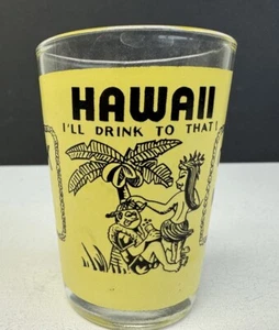 Vintage Okole Maluna Bottoms Up Hawaii Shot Glass - Yellow - Picture 1 of 7