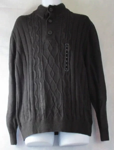 Tricots St. Raphael Men's Faux Sherpa Trim Cable-Knit Mock Neck Sweater, XL - Picture 1 of 2