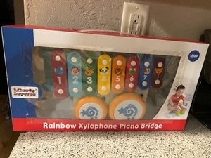 15" Rainbow Xylophone Piano Bridge For Kids With Ringing Bell And Drums - Picture 1 of 2