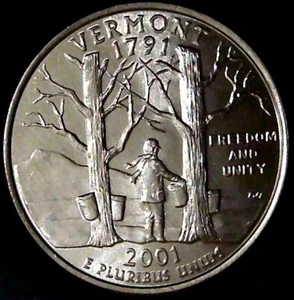 2001-D 25C State Quarter Vermont BU CLAD 22ow0917 - Picture 1 of 2