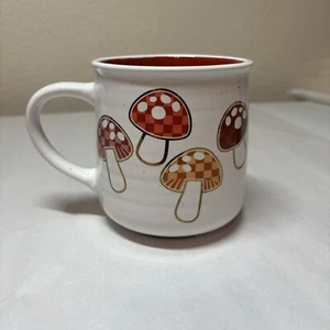 Wild Mushroom Coffee Cup Mug Retro Gold Red Tea - Picture 1 of 7