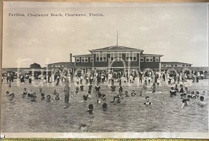VTG 24x36 Clearwater Beach FL Pavillion 1920s Scene B&W Poster Sized Photo COA - Picture 1 of 12