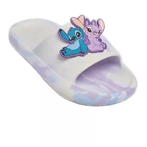 Girls Disney Stitch Sliders Sandals + Charms Angel Summer Mules Beach Shoes Size - Picture 1 of 5