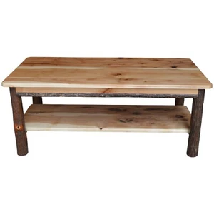 Hickory Solid Wood Coffee Table with Shelf  - Amish Made - Picture 1 of 21